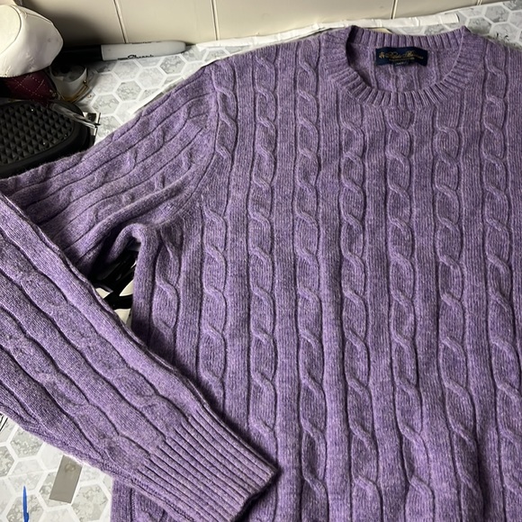 Brooks Brothers Medium Purple Cable Knit long Sleeve Sweater - Picture 2 of 5